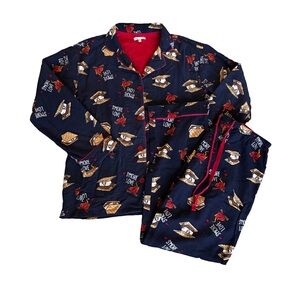 PJ Salvage “S’more Love” Pajama Set Medium Navy Blue